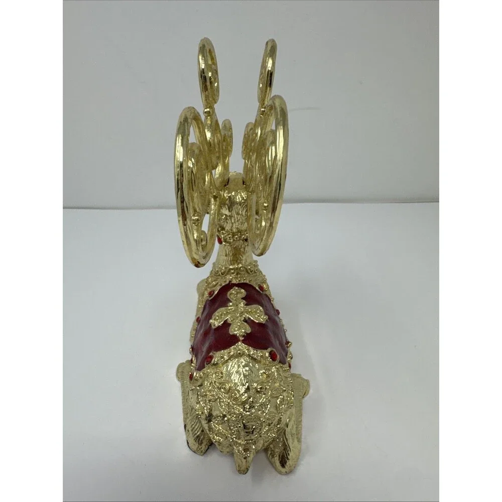 Vintage Dillard's Trimmings Collection Pewter Christmas Deer Jewels Red Gold